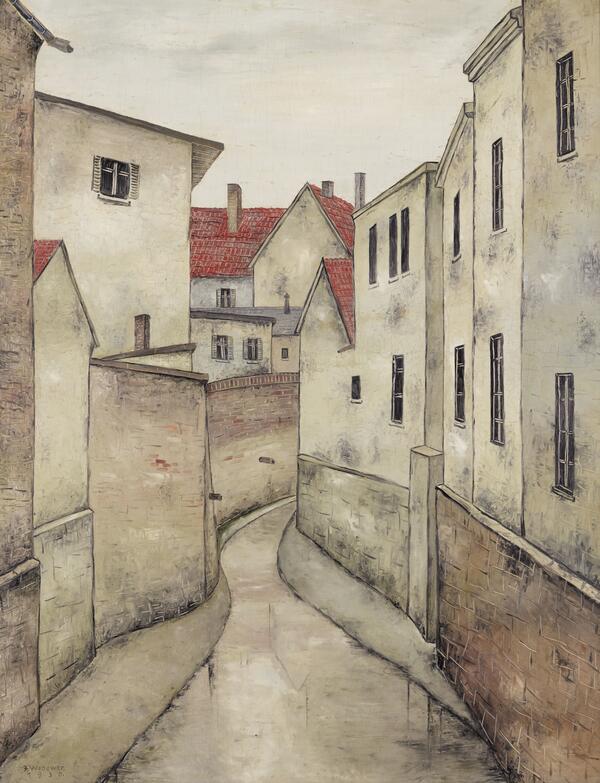 Bild vergrößern: Josef Wedewer _ Fluß zwischen Mauern _ 1928