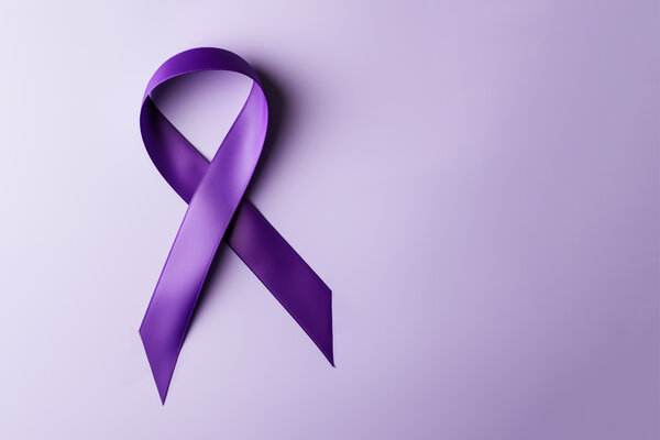 Eating disorders concept: purple ribbon, as a symbol of awareness of anorexia 