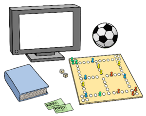 Bild vergr&ouml;&szlig;ern: Leichte Sprache Brettspiel Buch Fernseher  © Lebenshilfe für Menschen mit geistiger Behinderung Bremen e.V., Illustrator Stefan Albers