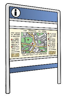 Leichte Sprache Infoschild  © Lebenshilfe für Menschen mit geistiger Behinderung Bremen e.V., Illustrator Stefan Albers