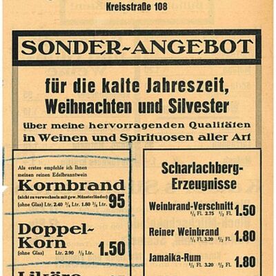 Vorderseite Werbezettel Drogerie Franz Wirth 