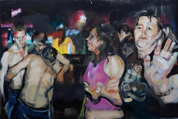 Bild vergrößern: Markus Fräger, Am Ausgang, 2010, 180 x 80, Öl auf Leinwand (c) Dirk Hansen